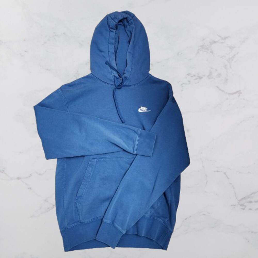 Nike Club Fleece Pullover Hoodie Men's Small Blue